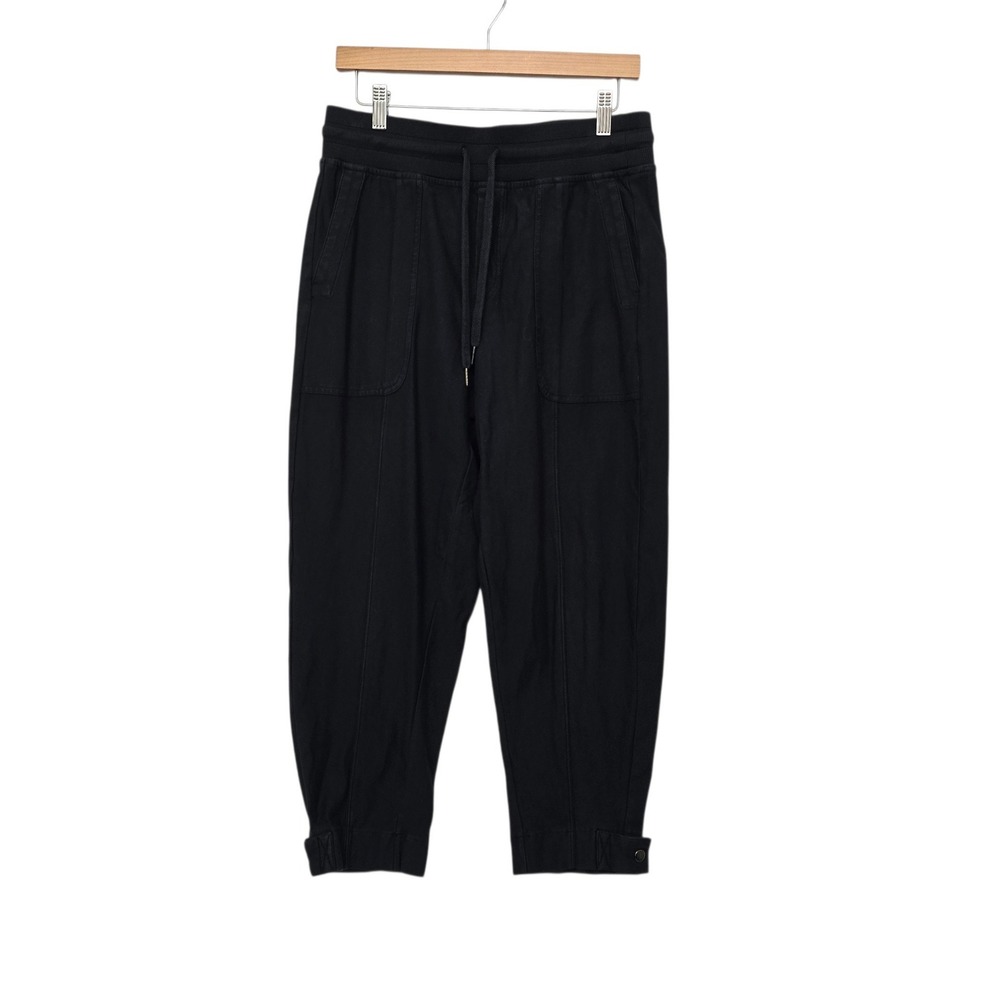 Athleta Farallon Weekender Pant Black Organic Cotton Jogger Snap Cuff Size Small